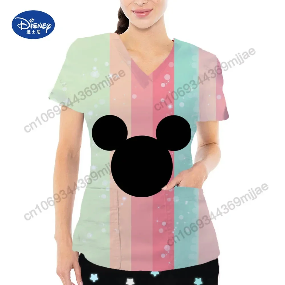 Кроп-топ униформа медсестры Y2k топы с V-образным вырезом Футболка Аниме