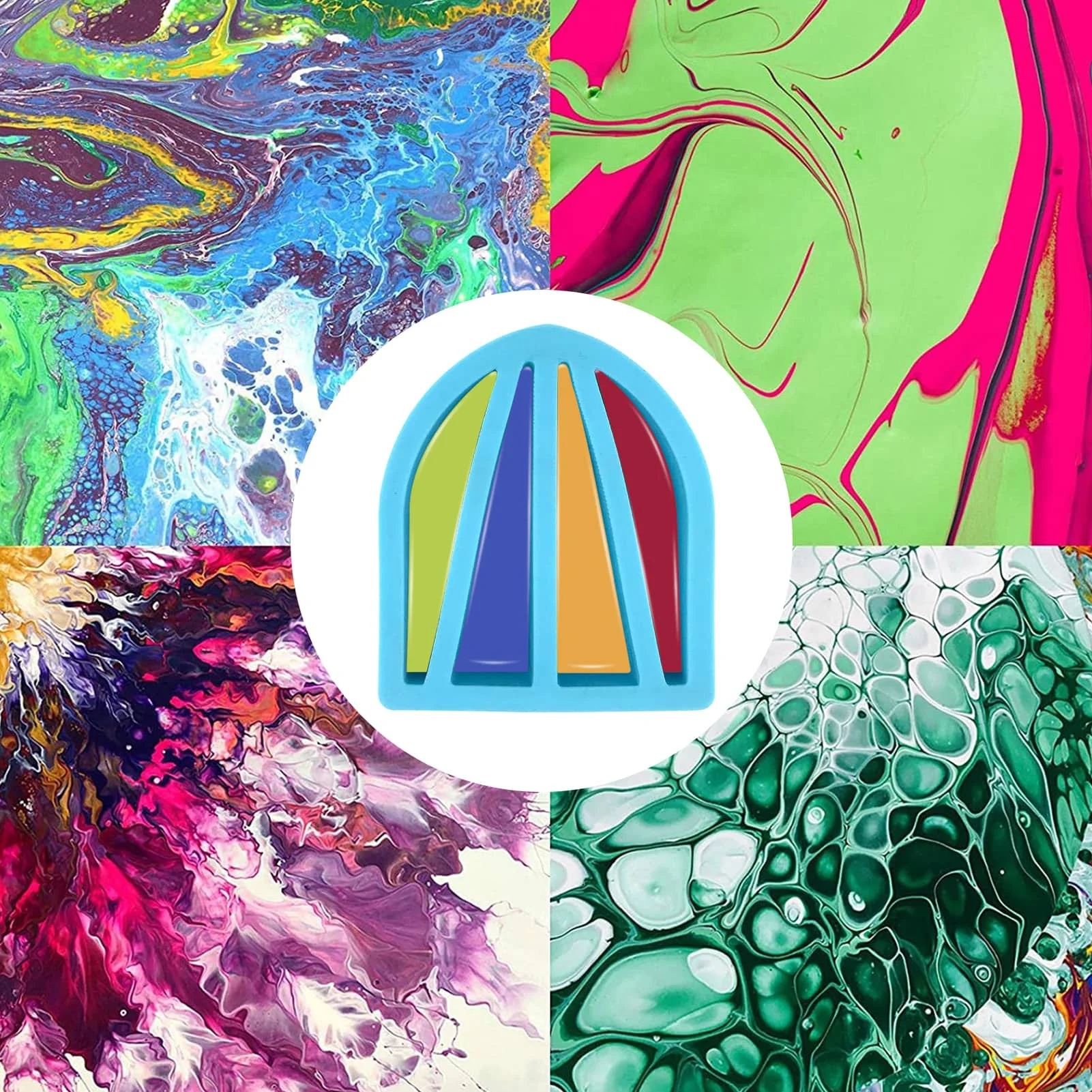 

Paint Pour Cup Acrylic Pouring Paint Split CupReusable Silicone Cup With Dividers Fluid Art Supplies 2 / 3 / 4 Channels Choices