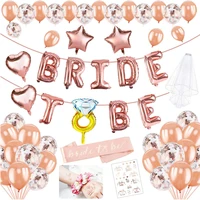 jollyboom rose gold bridal shower party balloon set bride to be heart foil balloon white veil pink sash for bachelorette party