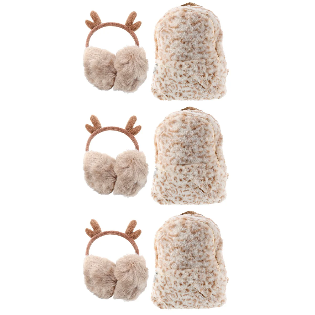 

Backpack Plush Christmas Earmuff Winter Gifts Fluffy Daypack Furry Warm Antler Headdress Cover Retractable Shoulder Mini