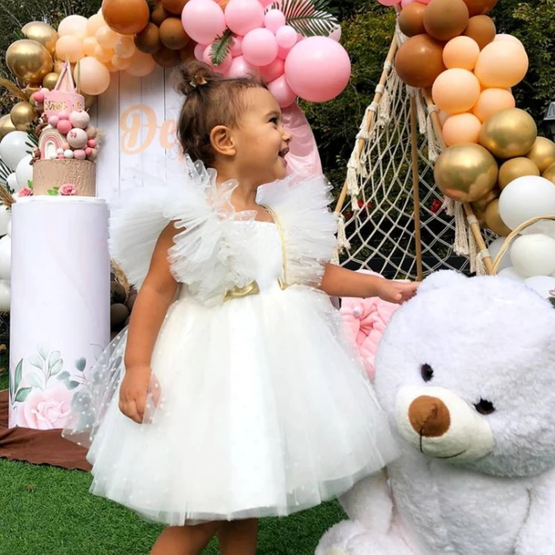 Baby Girl Dresses for 1-5Y Toddler Kids Birthday Wedding Party Princess Dress Infant White Baptism Vestidos Flower Girls Dress
