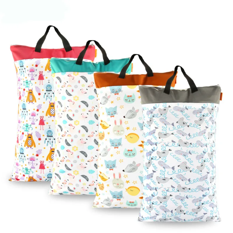 1 Pcs Large Hanging Wet/Dry Pail Bag for Cloth Diaper,Inserts,Nappy, Laundry With Two Zippered Waterproof,Reusable