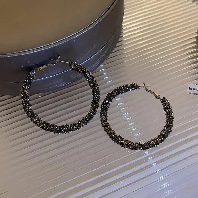 

Geometric Rhinestone Big Circle Hoop Earrings Women Gift Jewelry