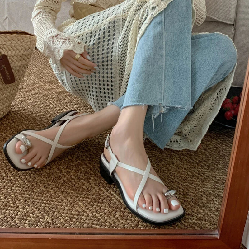 JOZHAMTA новые женские сандалии из натуральной кожи на низком каблуке Летняя женская