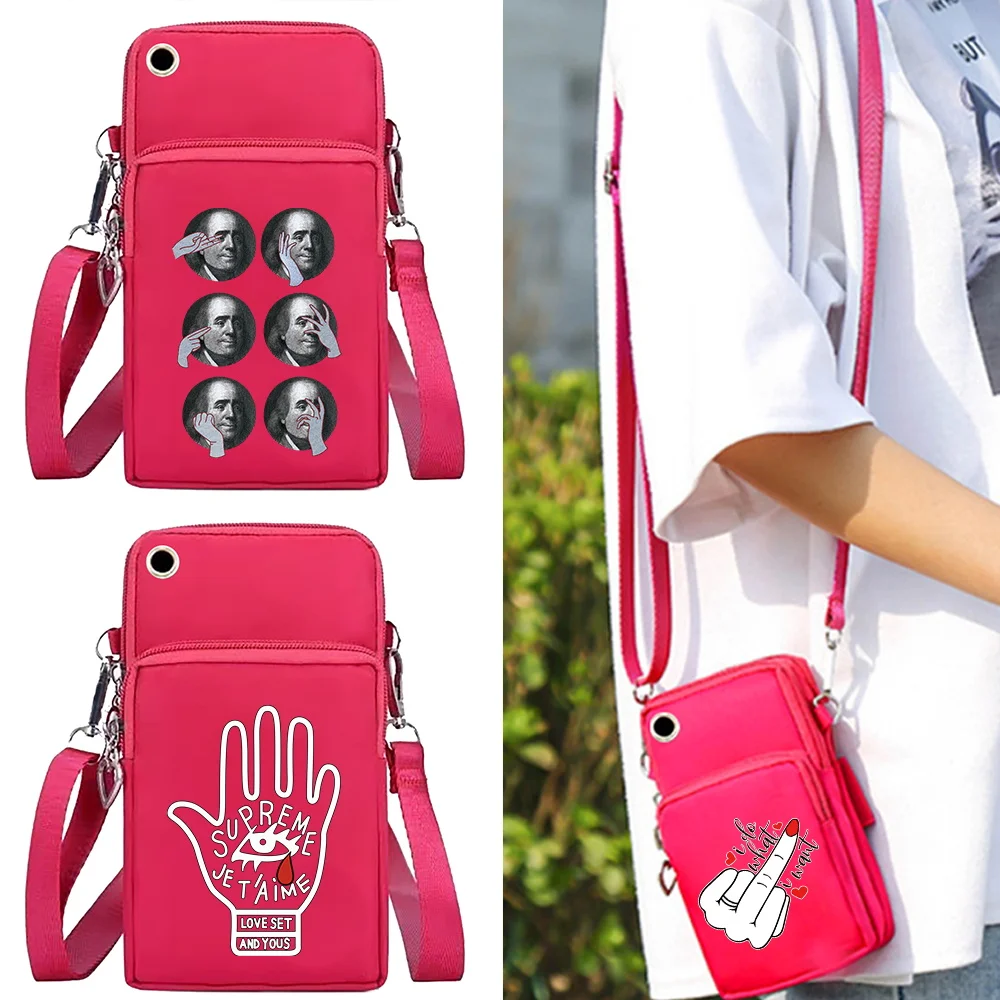 

New Mobile Phone Bag for Iphone12/Huawei/Nokia/LG Universal Cell Pack Arm Key Case Handbags Print Mini Crossbody Shoulder Bags