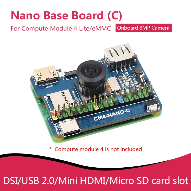Базовая плата Nano (C) для компьютера Raspberry Pi 4 Lite/eMMC такого же размера как CM4