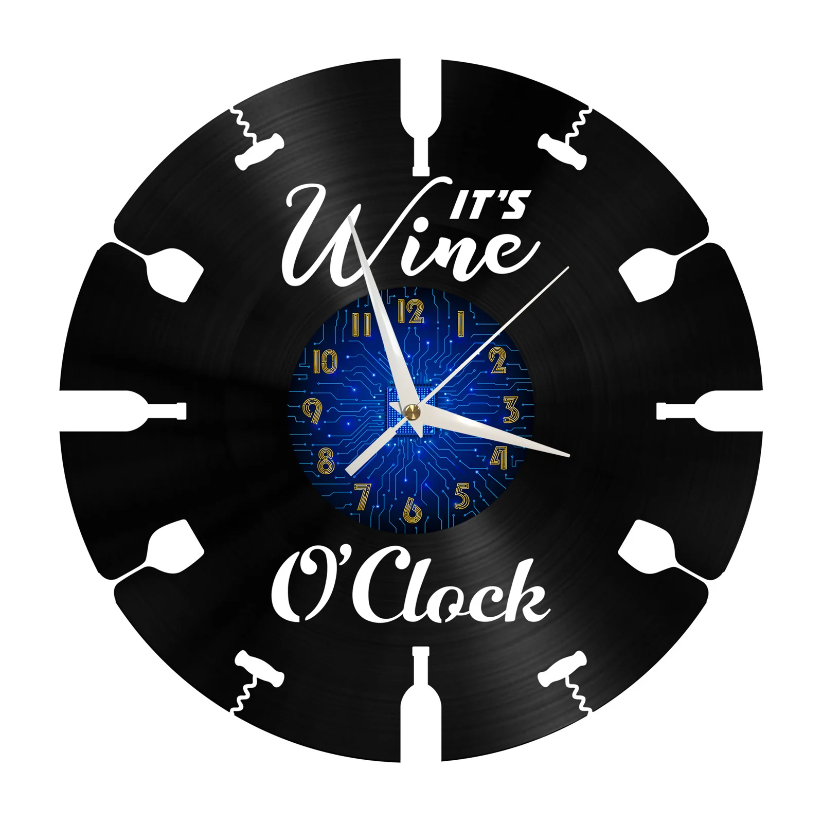 

Wine Glass Design Vinyl Wall Clock 3d Wall Art Silent Glow Clock 12in Led Modern Living Room Tasting Room Decor