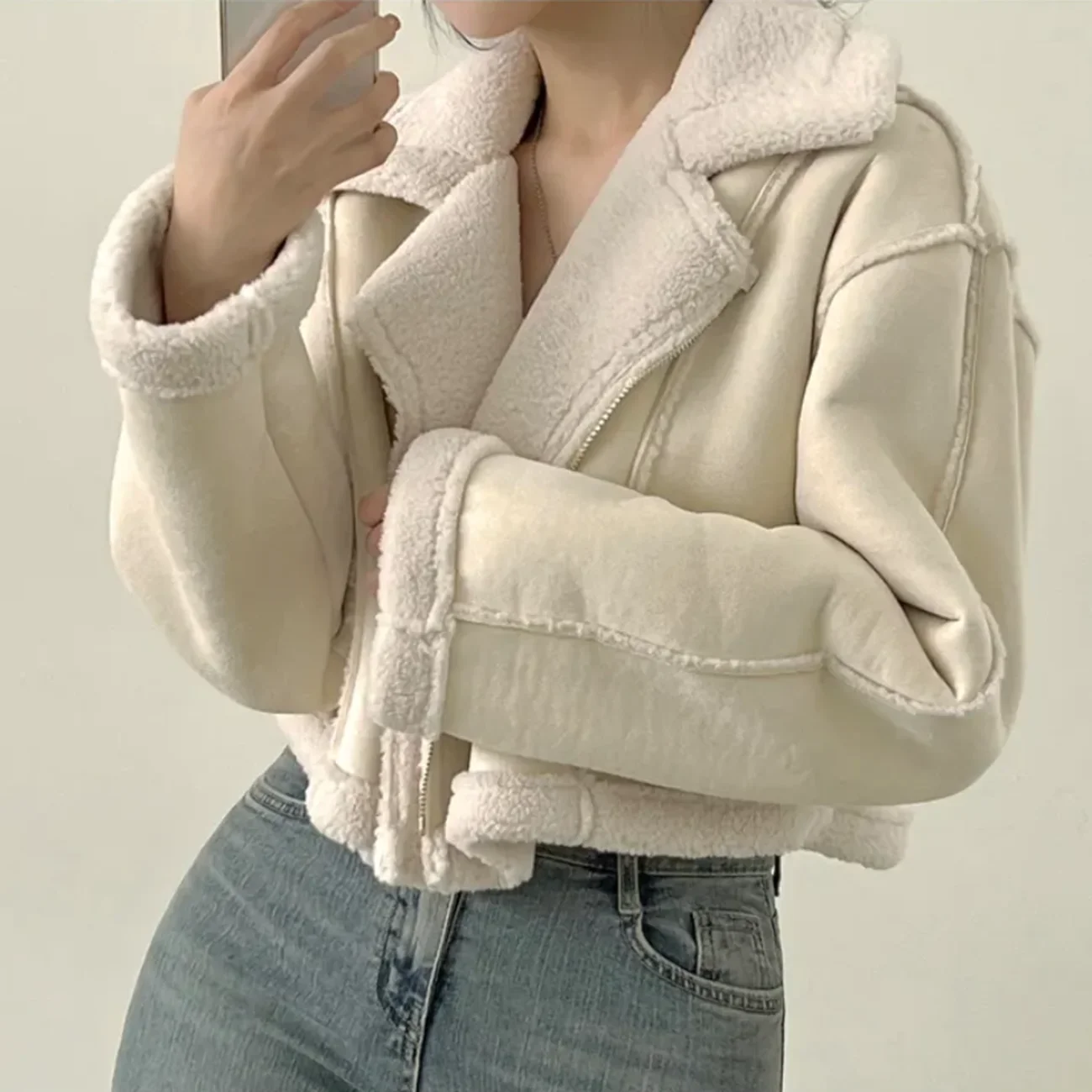 Женская Уличная Шерстяная Лоскутная Куртка Короткое Теплое Пальто На Молнии С