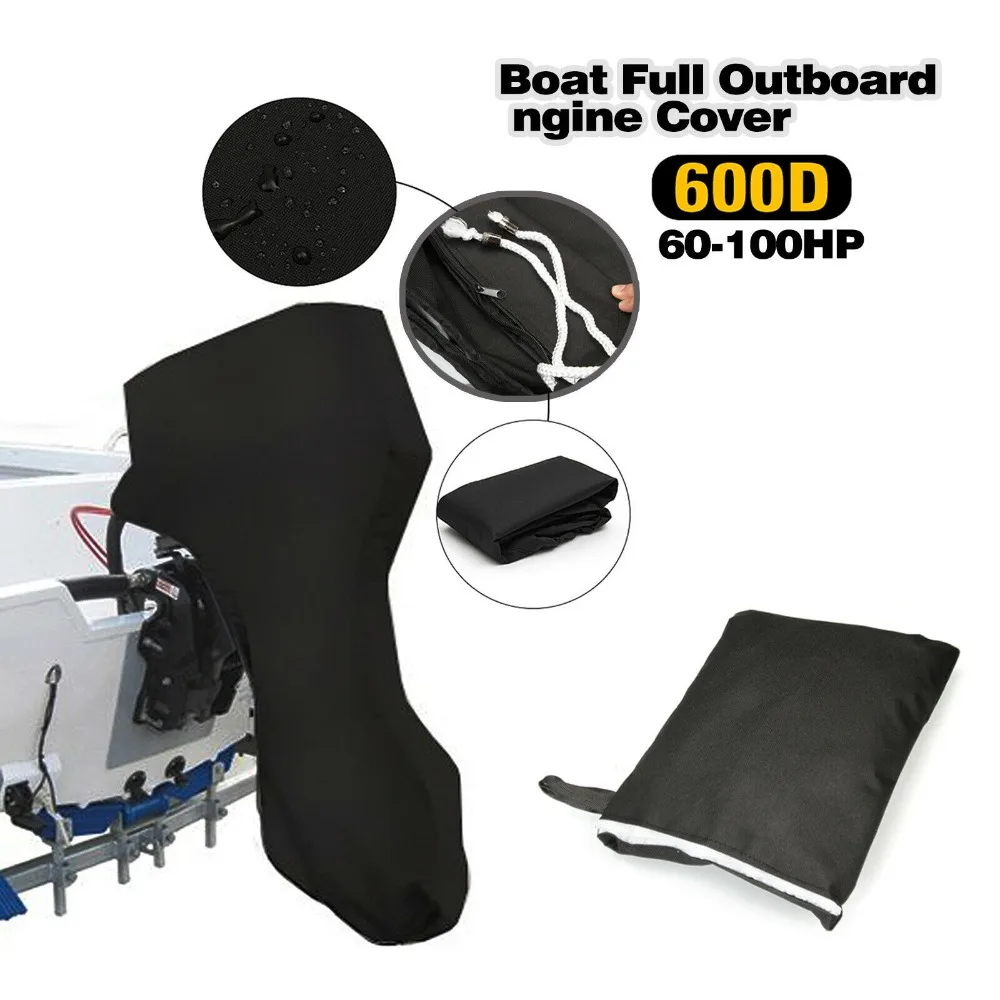 

600D Fade and Crack Resistant Full Outboard Motor Cover Heavy-Duty Waterproof UV-Proof Trailerable Boat Engine Cover