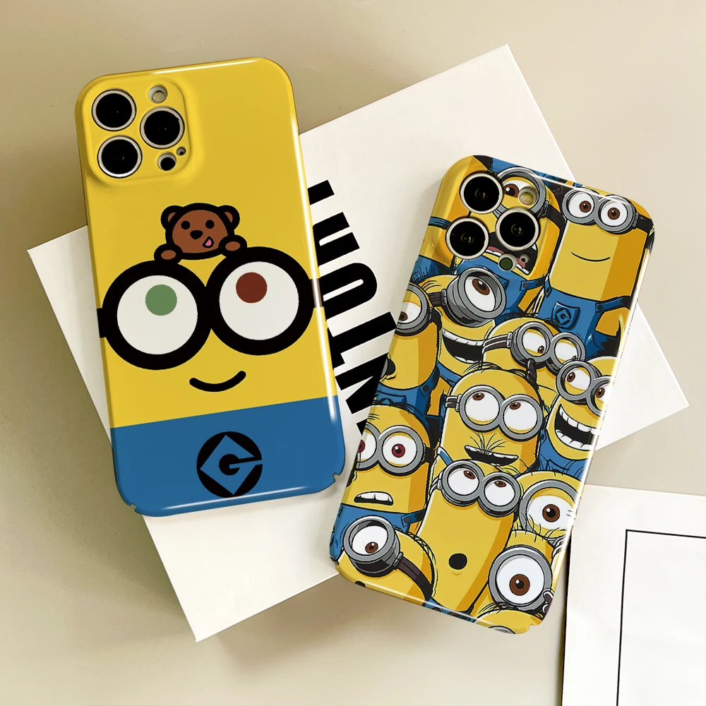 Фото Милый забавный чехол для телефона M-Minions с рисунком из мультфильма для Samsung S 24 25 23 22 Ultra Plus A 04E 5G HD Hard Cover Film Shell №1