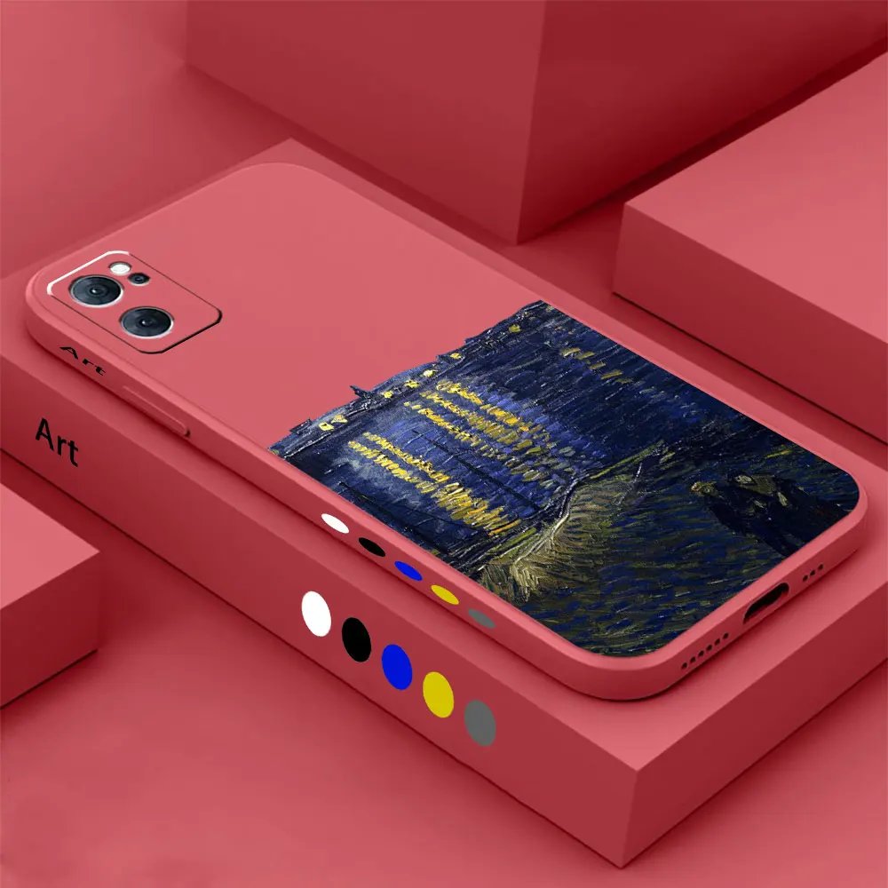 

Art Van Gogh Oil Painting Phone Case For OPPO RENO 9 8 7 7SE 6 5 4 4SE 3 PRO PLUS 4G 5G Colour Liquid Silicone Cover Funda Cqoue