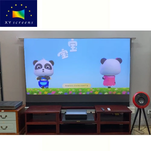 

XYSCREEN ultra short throw alr clr pet crystal electric floor rise up tab tension screen