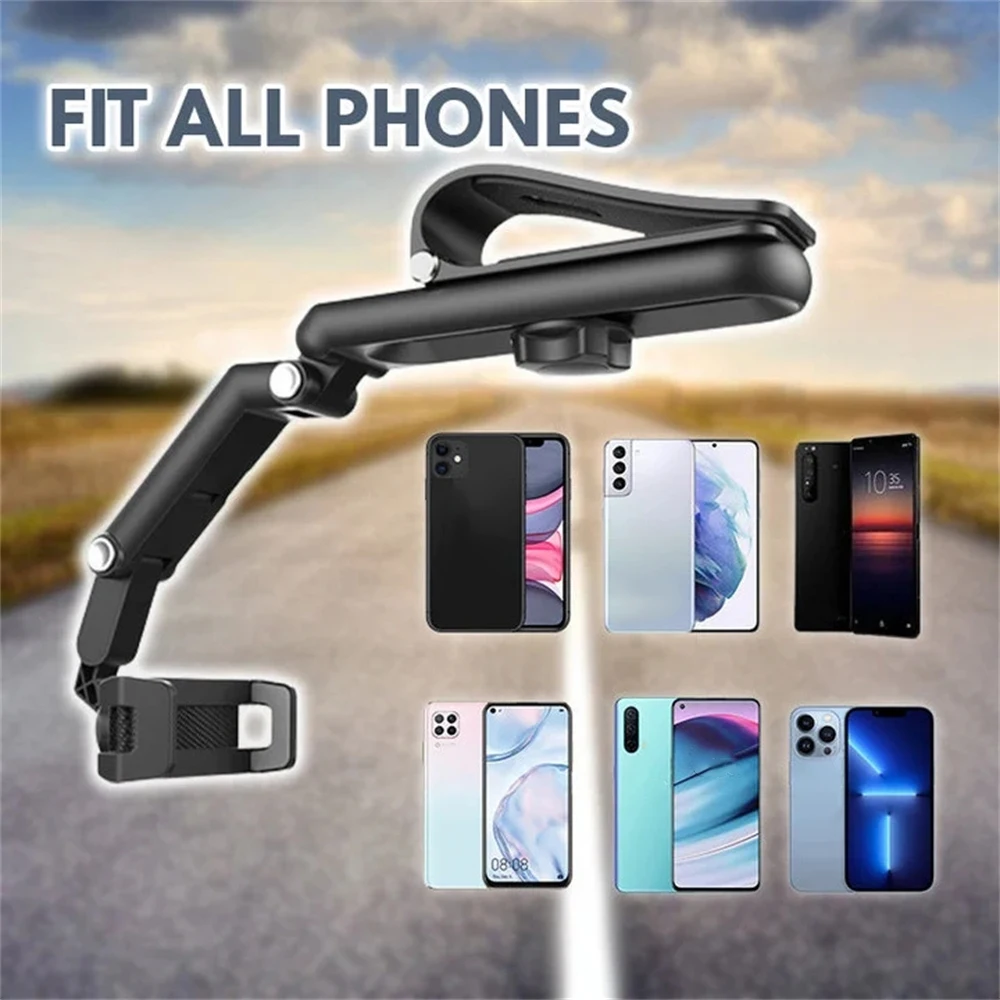 

Universal Adjustable Arm Car Sun Visor Phone Holder All Angle Rotation Clamp Style Hands-Free Selfie Arm Phone Holder Folding