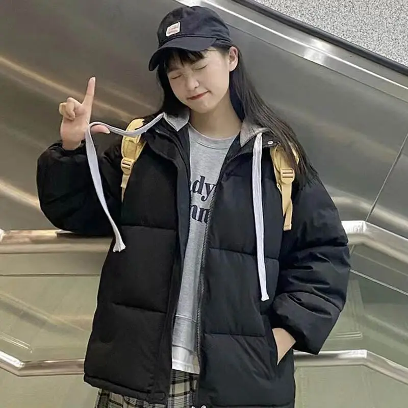 GRELLER Short Jacket Woman Parkas Fall Winter 2022 Thicken Warm Spliced Coat Oversized Korean Fashion Loose Puffer Outerwear