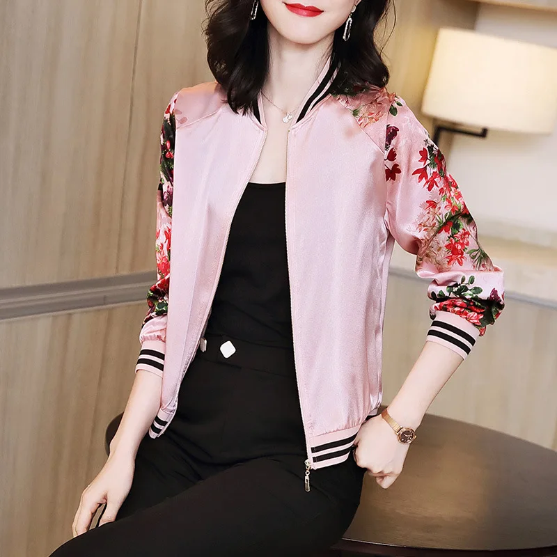 

Heavyweight Silk Top Women's Early Spring And Early Autumn New Long-sleeved Thin Short Jacket Mulberry Silk Cardigan