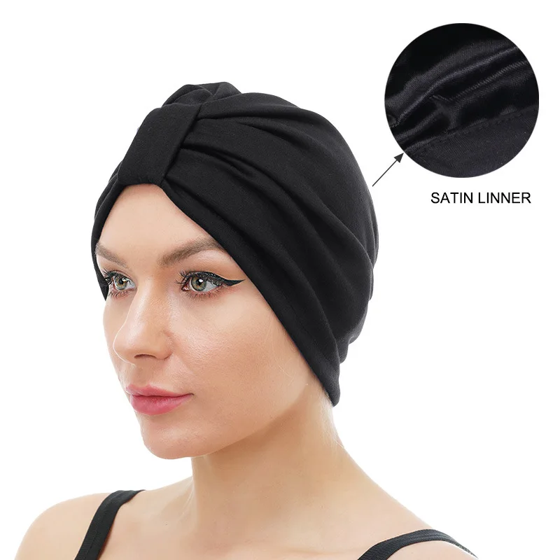 

Women's Double-Layer Elastic Satin Lining Tam-O'-Shanter Shower Cap Chemotherapy Hat TJM-433A