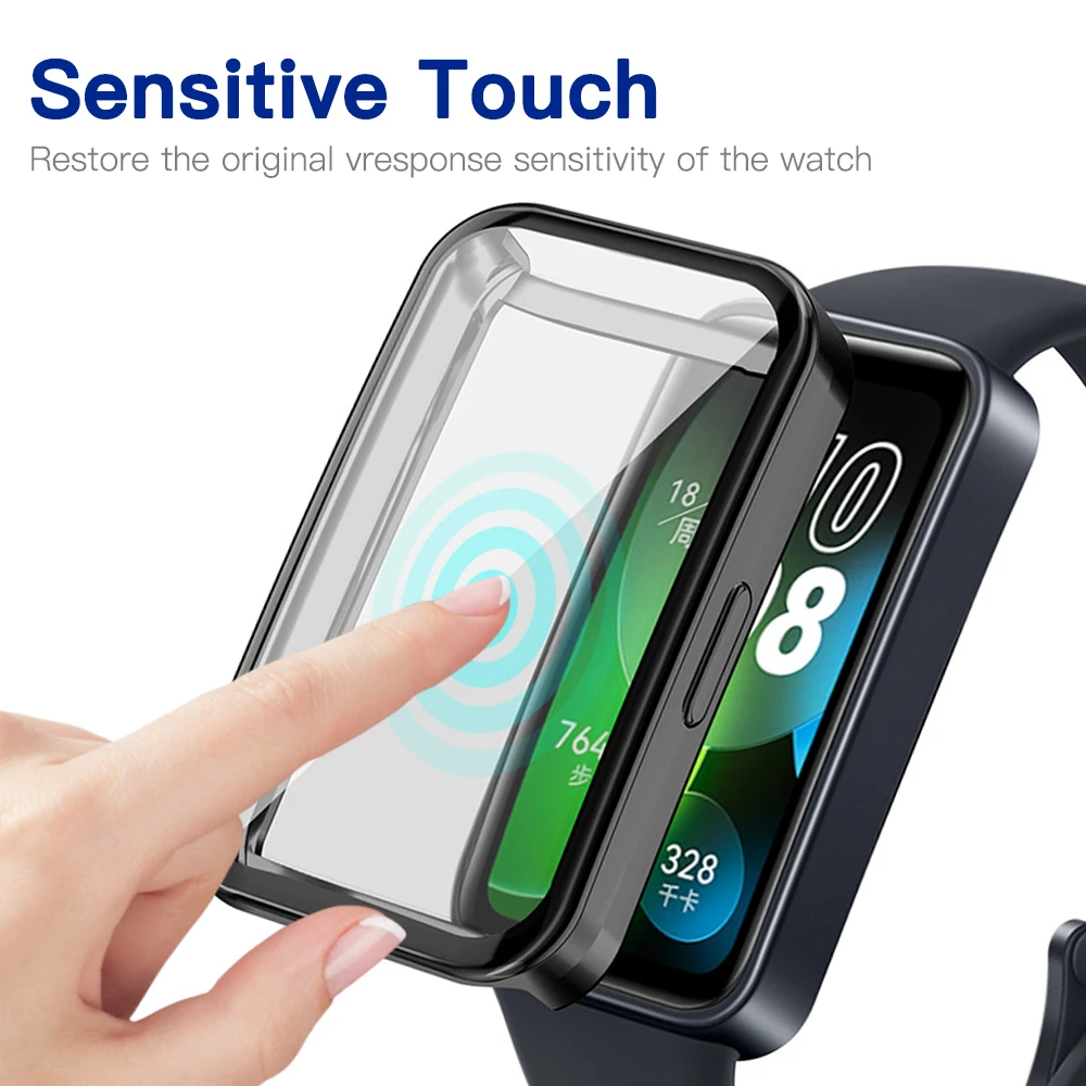 TPU Soft Protective Cover for Huawei Band 8 Case Full Screen Protector Shell Bumper Plated Cases for Huawei Band8 Smart Watch