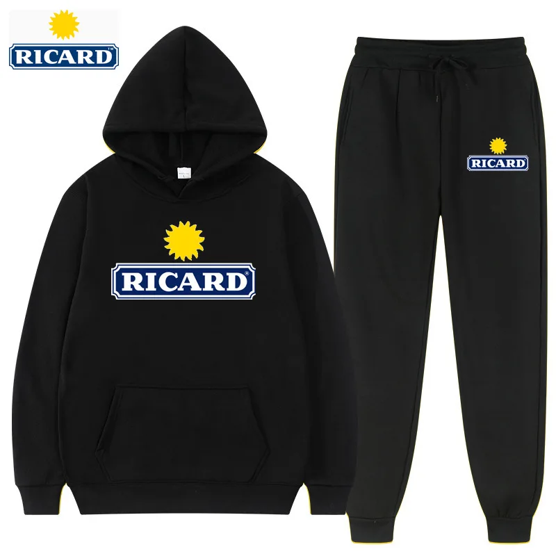 

Hoodie Set Printed Ricard Sweatshirt Unisex Oversized Pullover Long Sleeve Pants Hoodies for Men Women