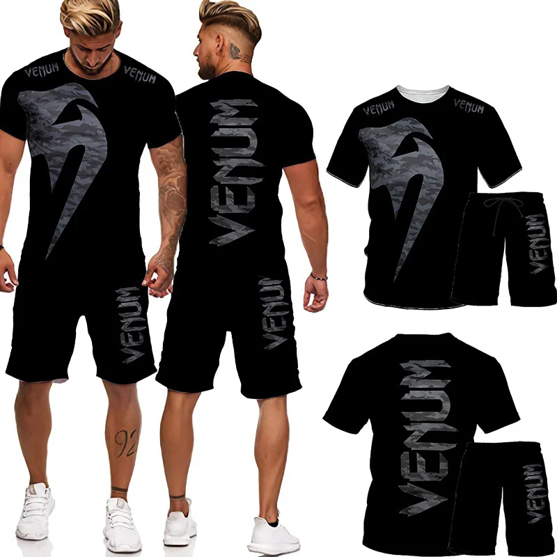 

Summer Men's Set 3D Printed T-shirt + Shorts 2-piece Suit Oversized Fashion Hip Hop Harajuku Tracksuit Set O-Neck Casual Outfits