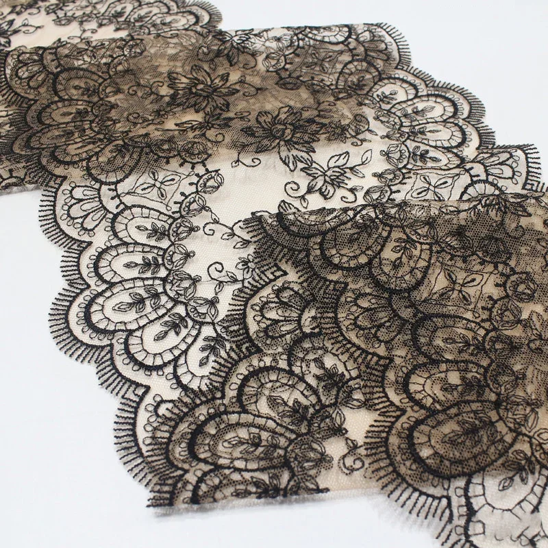 1 ярд черные цветы вышитое кружевное нижнее белье тюлевая сетка свадебное