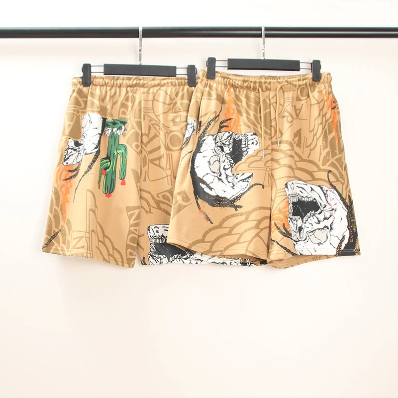 

2022 Yellow Hip Hop Shark Skull Cactus Print Travis Scott Cactus Jack Shorts