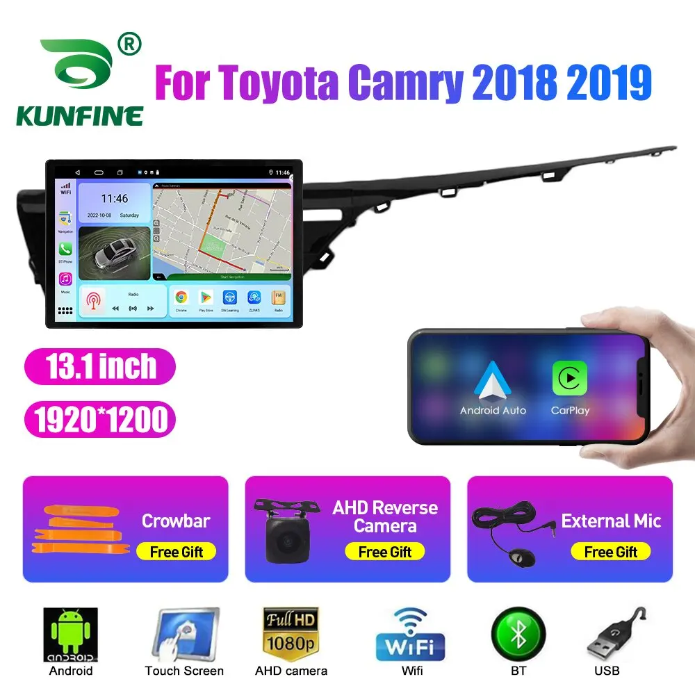 

Автомобильный радиоприемник 13,1 дюйма для Toyota Camry 2018 2019, автомобильный DVD GPS-навигатор, стерео Carplay 2 Din, центральный мультимедийный Android авто