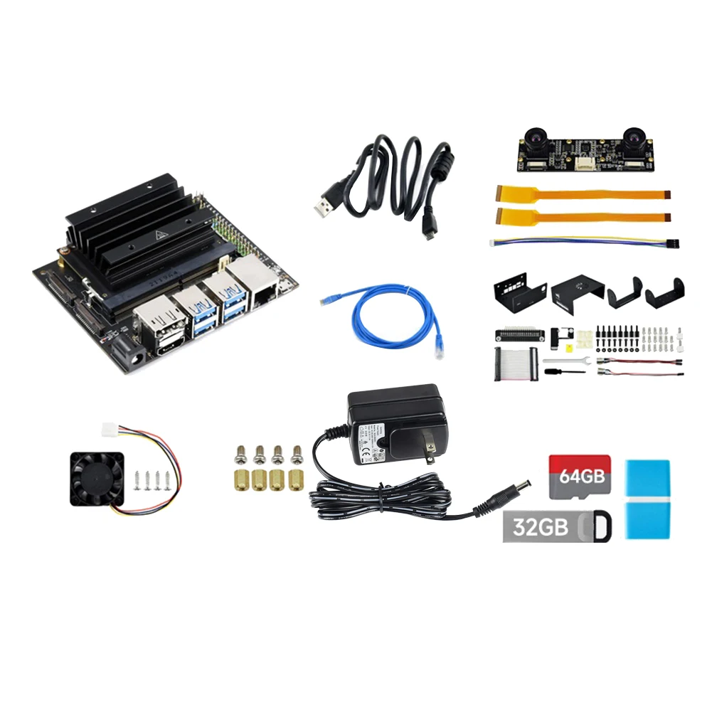 

For Jetson Nano 4GB+16GB EMMC AI Developer Kit with Jetson Nano Module+Heat Sink+IMX219 Camera+Metal Case+Fan (US Plug)