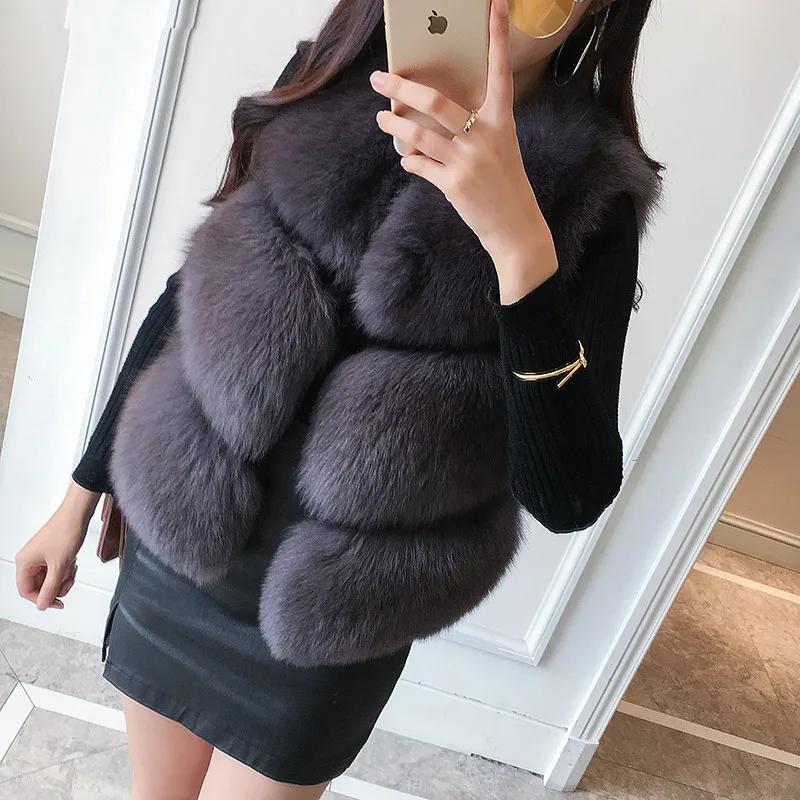 Hot Sale Natural Fox Fur Vest For Women Waistcoat Coats Luxury Short Real Fox Fur Coat Female Winter Jacket