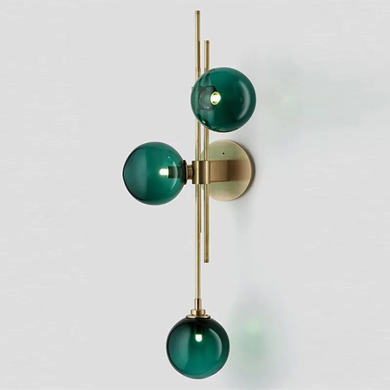 Postmodern Wall Lamp Gold Glass Ball Wall Lamps For Living Room Bedroom Nordic Home Decor Bedside Wall Light Bathroom Fixtures