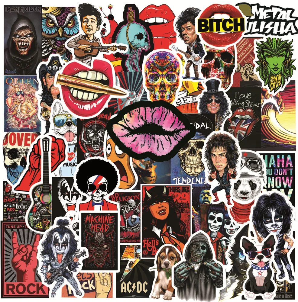 

10/30/50pcs new rock graffiti electric car bicycle water cup computer notebook electric car guitar luggage sticker waterproof
