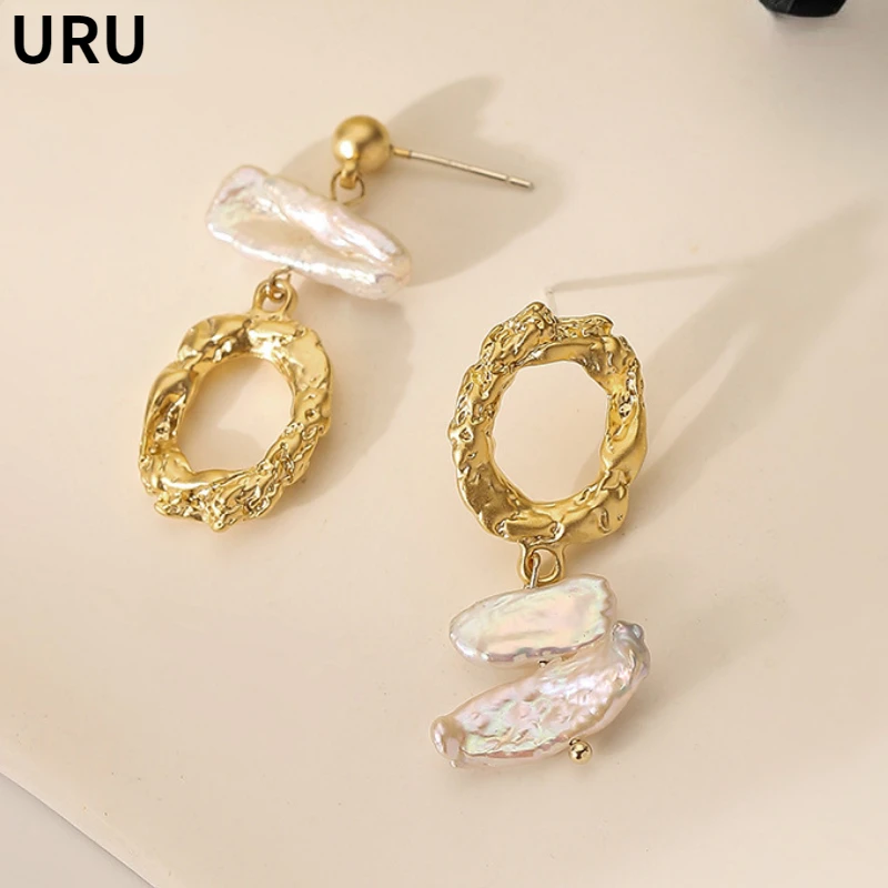 

Fashion Jewelry 925 Silver Needle Asymmetrical Drop Irregular Natural Pearl Dangle Earrings For Women Pretty Ear Accessories