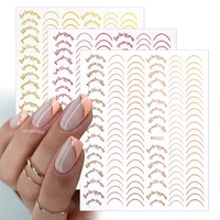 french style nail sticker stripe lines 3d stickers nail art rose gold striping tape nail sticker gel polish decals for manicure