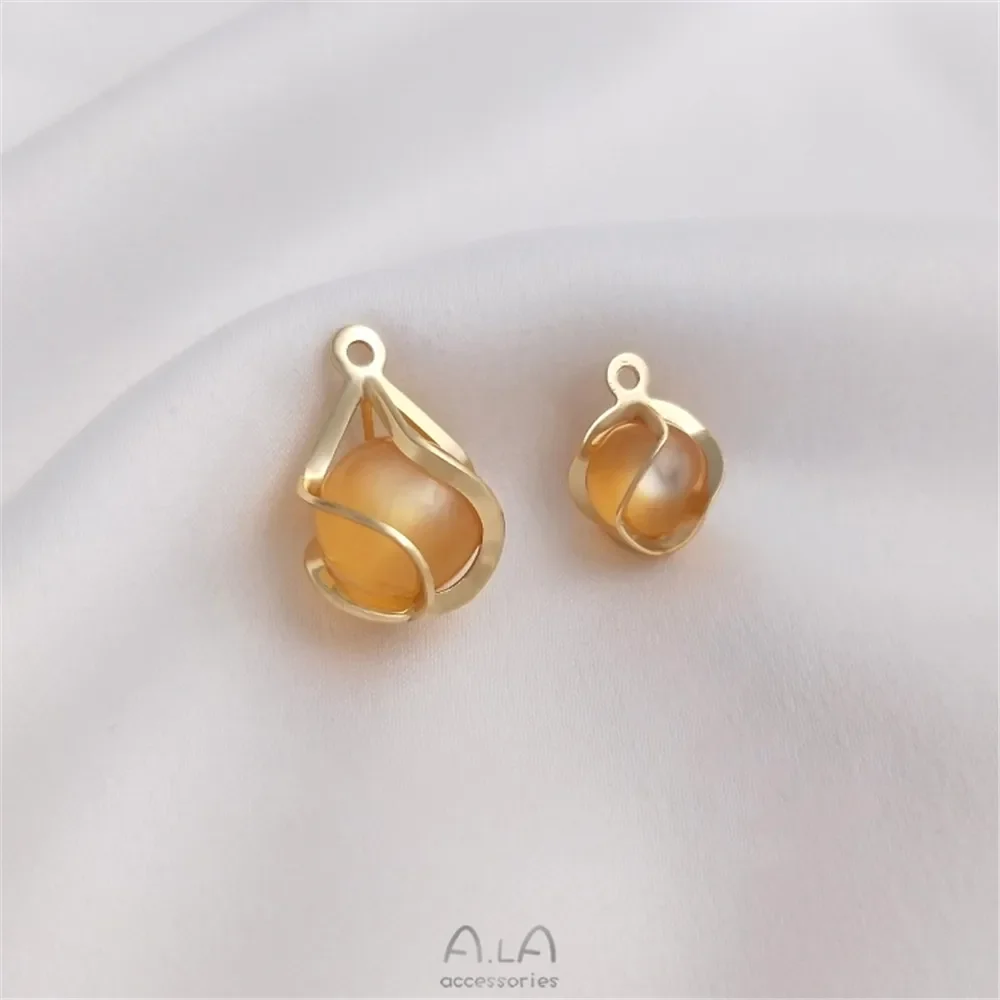 Медный мешок золотого цвета 14 карат белые опаловые бусины золотой кулон серьги