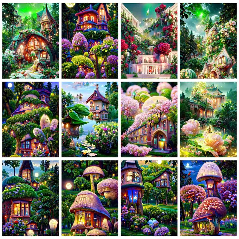 

GATYZTORY Diy Painting By Numbers Adults Crafts Fantastic Forest Landscape Picture Coloring Acrylic Paints For Adults Artwork