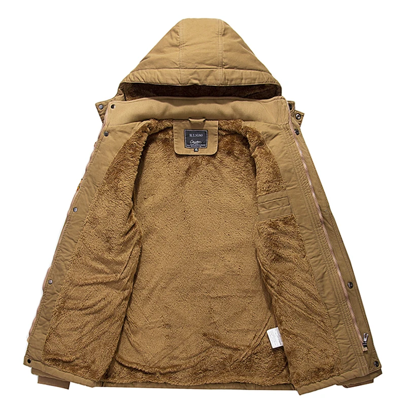 Winter Jacket Men Thicken Fleece Washed Cotton Military Parkas Coat Brand High Quality Casual Fashion Men Jacket L-5XL