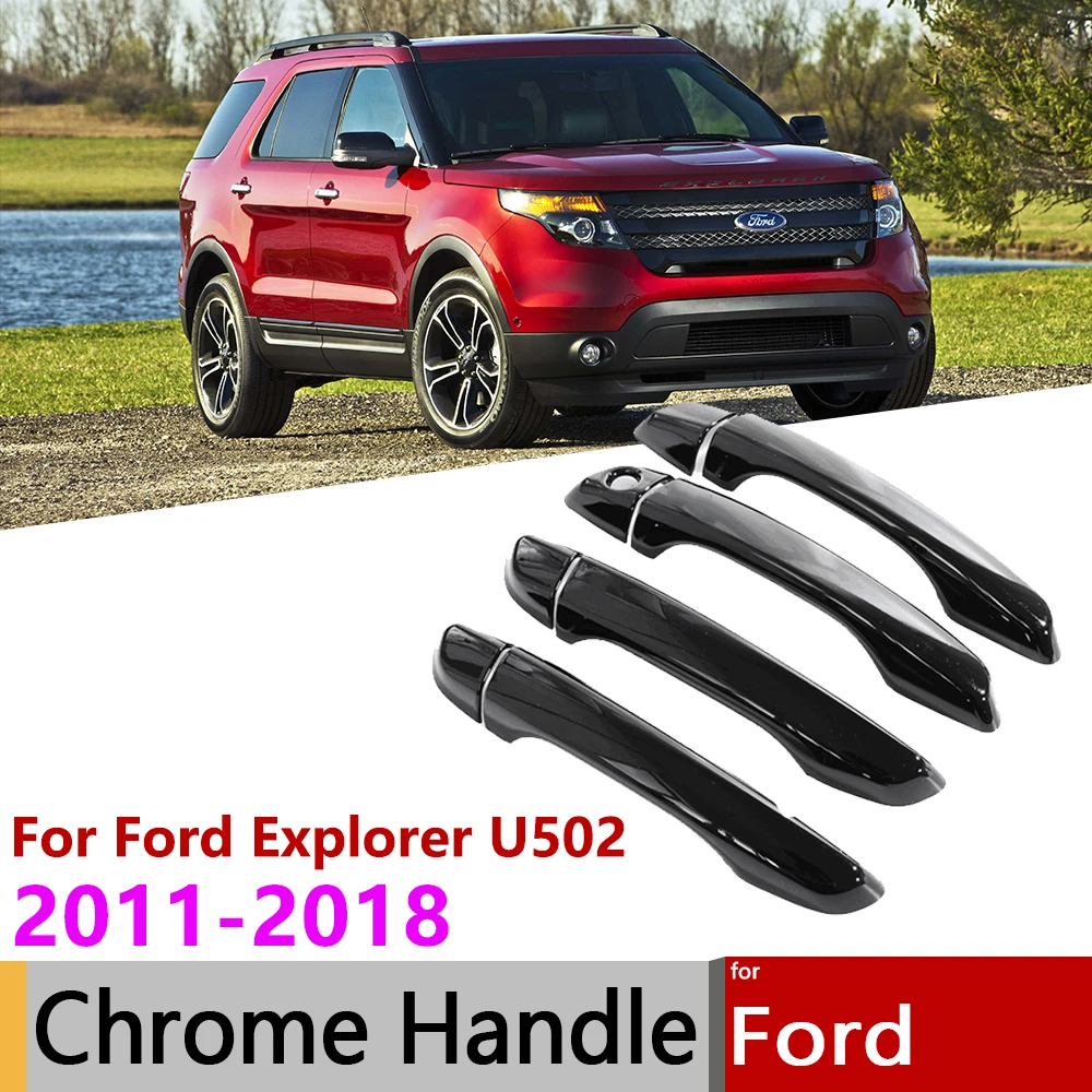 

For Ford Explorer Classic U502 2011~2018 Smart Door Handle Cover Gloss Black Car Exterior Decorate Auto Accessories Stickers