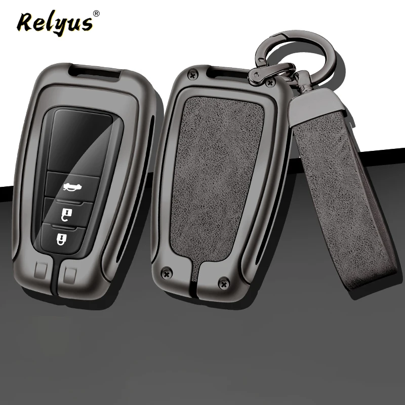 

Fashion Zinc Alloy Leather Car Key Case Cover For Toyota Crown Camry Corolla Auto Protector Keyless Accessories