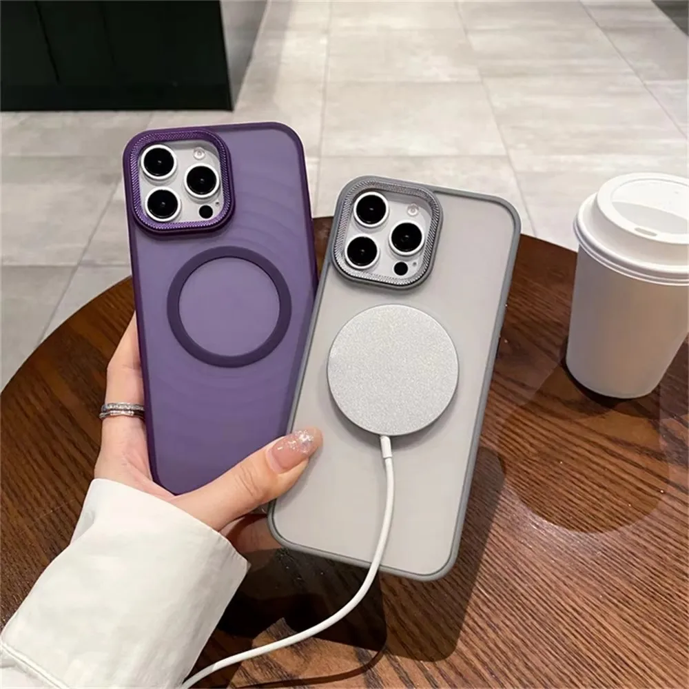 Фото Роскошный защитный чехол для камеры Spiricle для iPhone 15 16 Pro Max 16 Plus Чехлы Magsafe для iPhone 14 12 11 13 Pro Max Матовый чехол №4