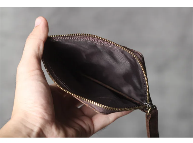 Vintage crazy horse cowhide men's multi-card small coin purse simple natural genuine leather women ID driver's license wallet