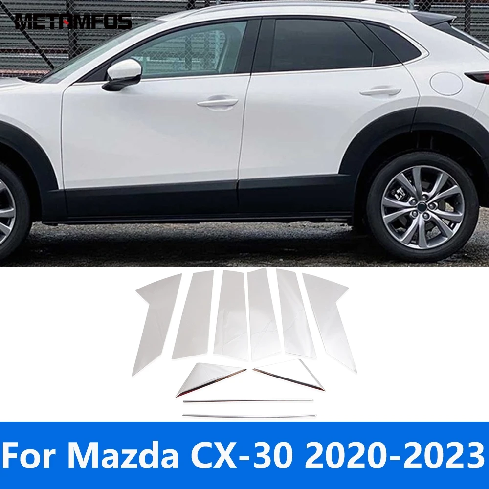

Для Mazda CX-30 CX30 2020 2021 2022 2023 оконный центр B C столбик чехол отделка стикер из нержавеющей стали аксессуары для стайлинга автомобиля