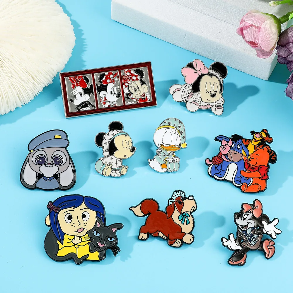 

Mickey Minnie Disney Cartoon Enamel Pin Brooch Badge Anime Jewelry Donald Duck Bag Lapel Pins Bag Clothes Accessories Kids Gifts