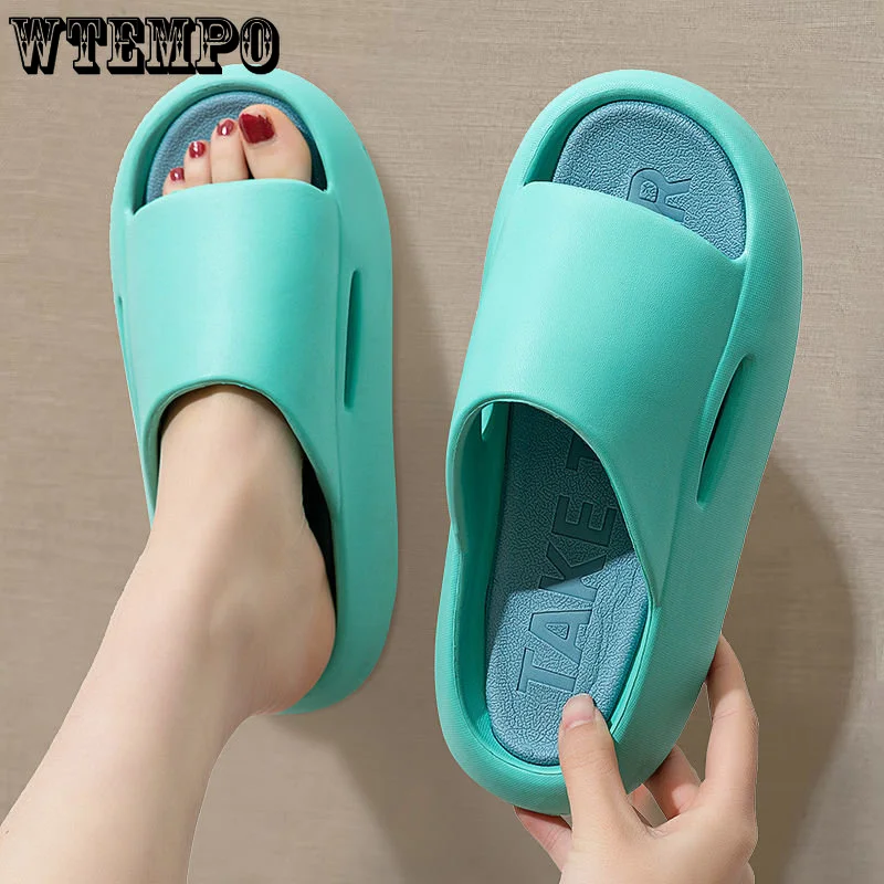 WTEMPO Women Summer Open Toe Slipper Soft Bottom Non Slip Home Shoes Thick Bottom Bathroom Outdoor Slides Wholesale Dropshipping