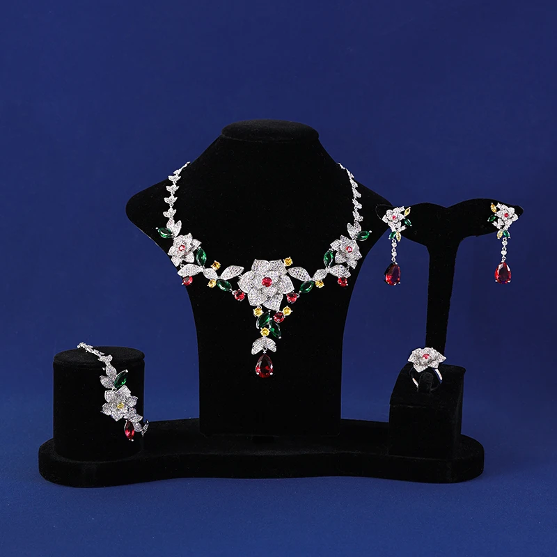 5 шт./набор набор ювелирных украшений с цветными цветами