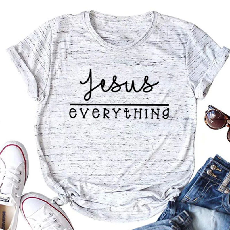 

Christian T Shirt Religious Shirt Blessed Shirts Bible Verse Tee Women Jesus Everything T Shirt Spiritual Tees Religious Gifts