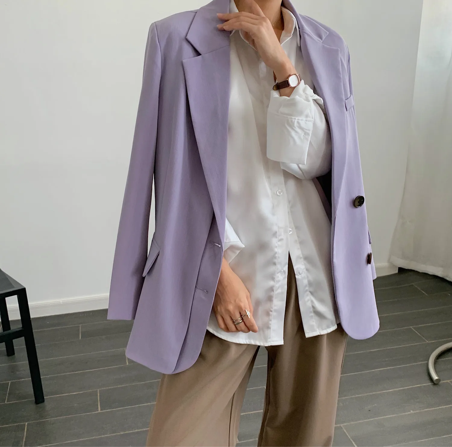 Korean Fashion Chic Blazers Women Solid Colors Single Breasted Office Suits 2022 Spring Autumn New Fashion Commute Casual Blazer