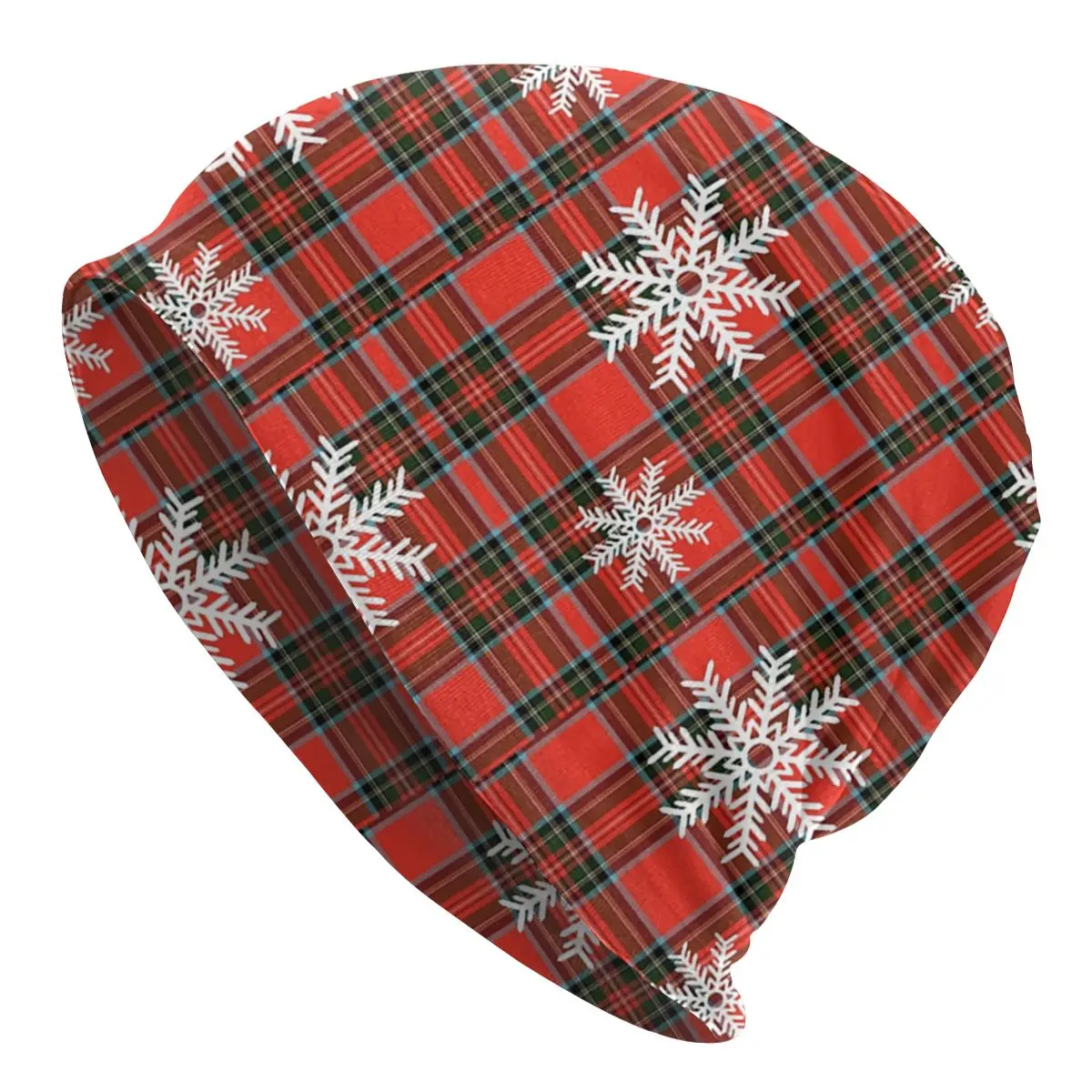 

Рождественская Шапка-бини в клетку и снежинку на заказ, желтая, красная, с напуском, шапка для мужчин и женщин, крутые вязаные шапочки, облега...