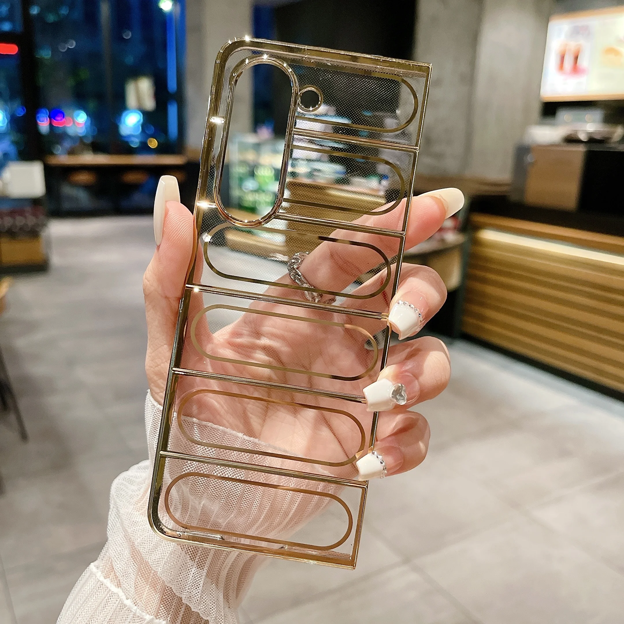 Прозрачный чехол для телефона с гальваническим покрытием Samsung Galaxy Z Fold 5 4 3 Fold5 Fold4