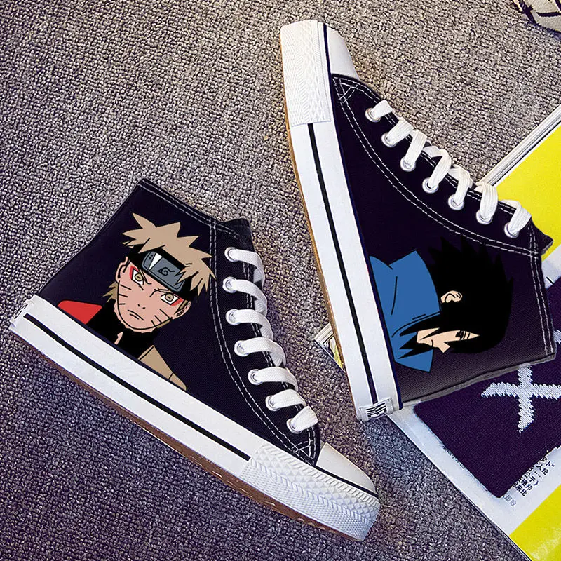 

New Naruto One Piece Anime High Top Men's Shoes Sports Shoes Canvas Shoes Board Shoes Korean Version Luminous Men's Cloth Shoes