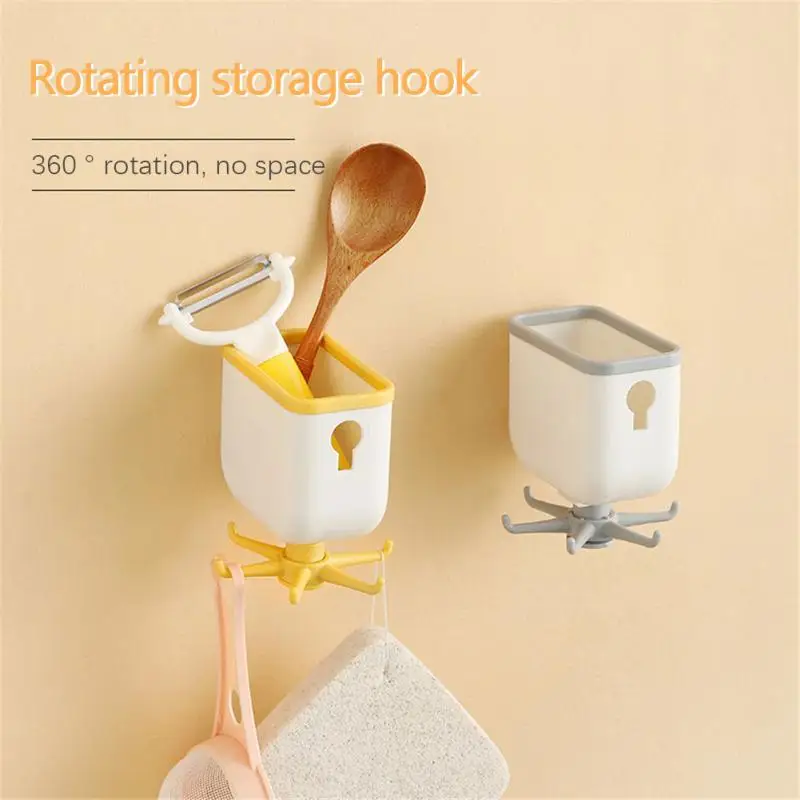 

Upgrade 360 Degrees Rotated Storage Hook Self Adhesive Wall Door Hook Kitchen Hooks Hanging Rack Multipurpose Rotating Hook Rack