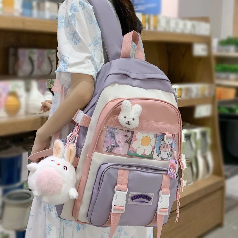 

Водонепроницаемый прозрачный милый школьный ранец для девочек, женский рюкзак для ноутбука и колледжа, модный дорожный женский рюкзак для ...